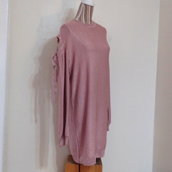 Lovers & Friends Ezra Pink Metallic Tie Sweater Dress Size XL NWT - Picture 7 of 16